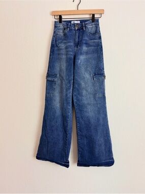 YMI High Rise Skater Cargo Wide Leg Jeabs